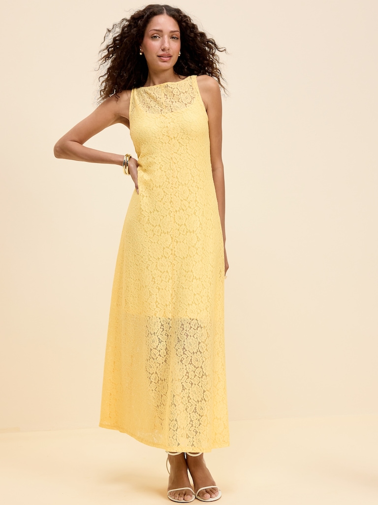 The Occasion by Old Navy Fit & Flare Drop-Waist Lace Maxi Dress