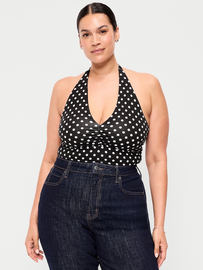 Short-Sleeve Jersey Smocked-Front Top