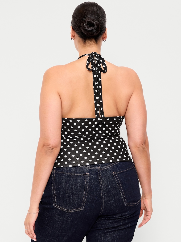 Short-Sleeve Jersey Smocked-Front Top