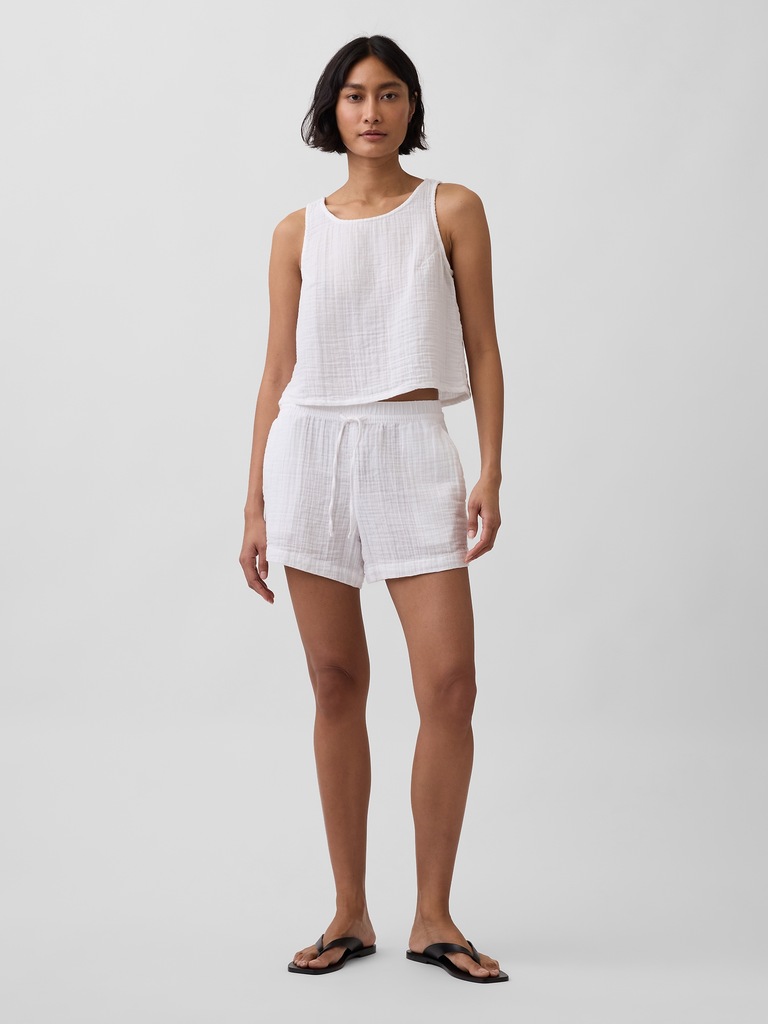 4" Mid Rise Cotton Gauze Easy Shorts