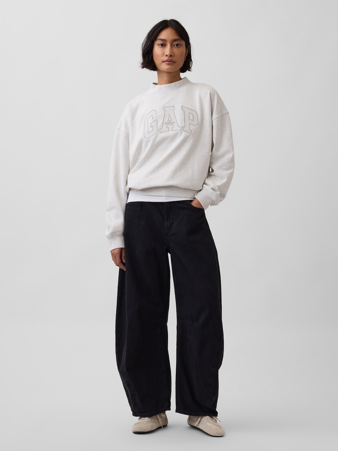 VintageSoft Terry Oversized Mockneck Logo Sweatshirt