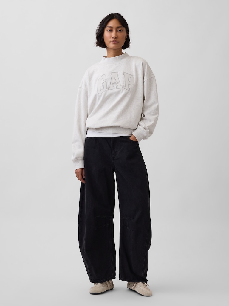 VintageSoft Terry Oversized Mockneck Logo Sweatshirt