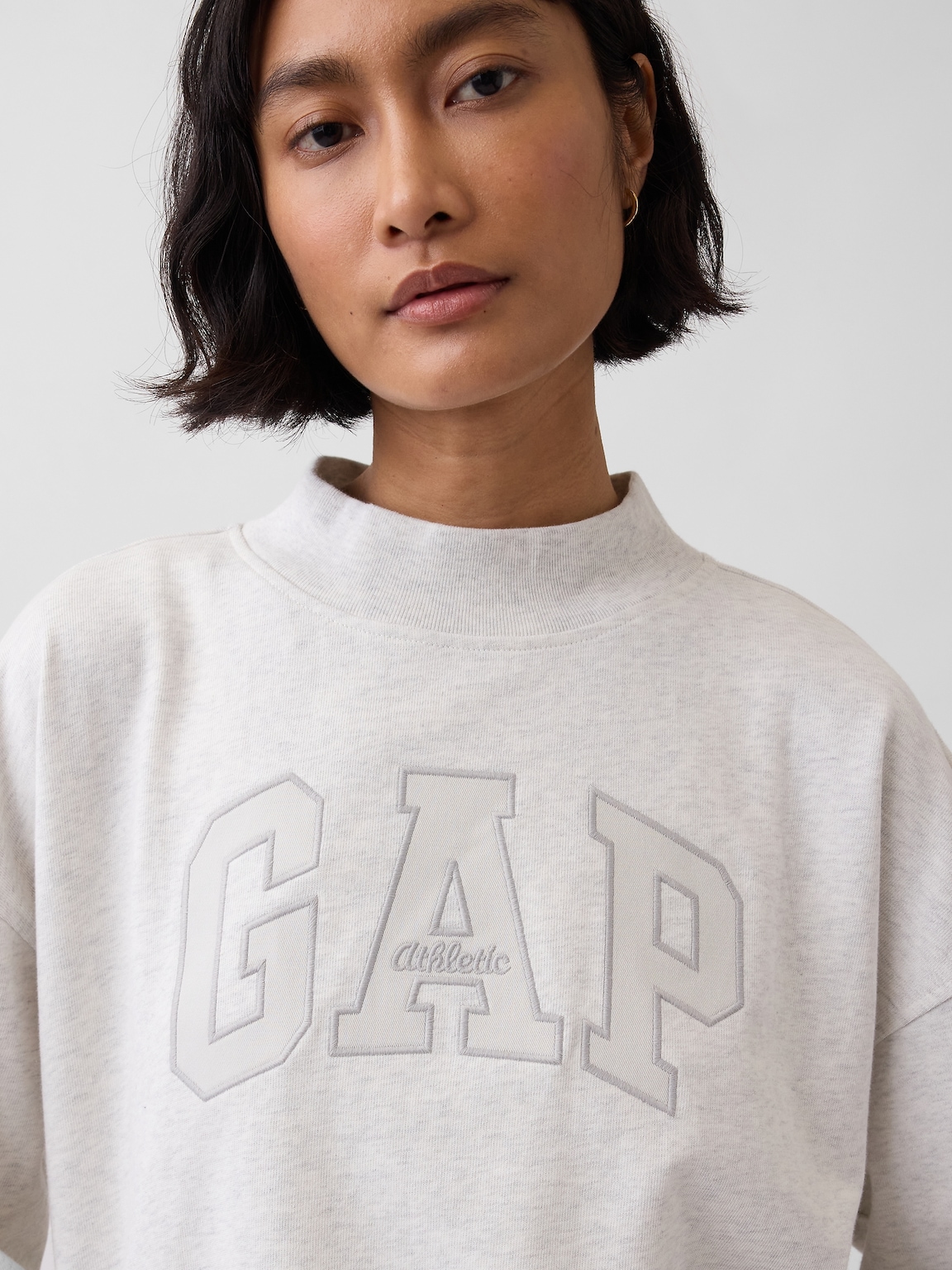 VintageSoft Terry Oversized Mockneck Logo Sweatshirt