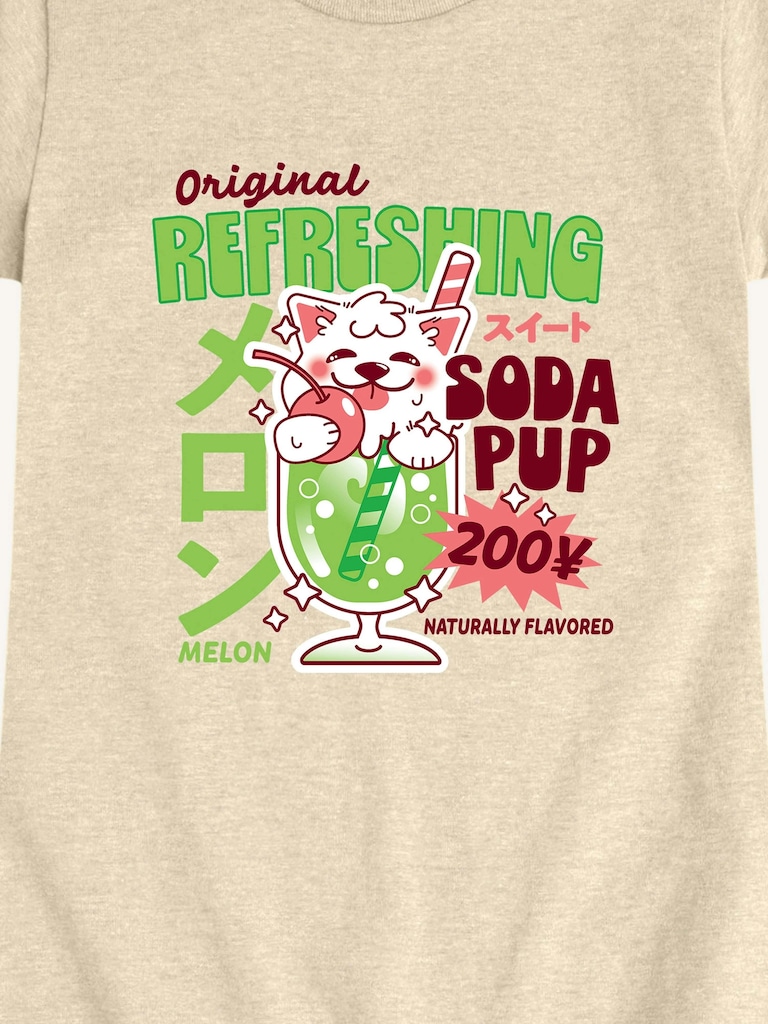 Melon Soda Puppy  Short Sleeve Graphic T-Shirt For Girls