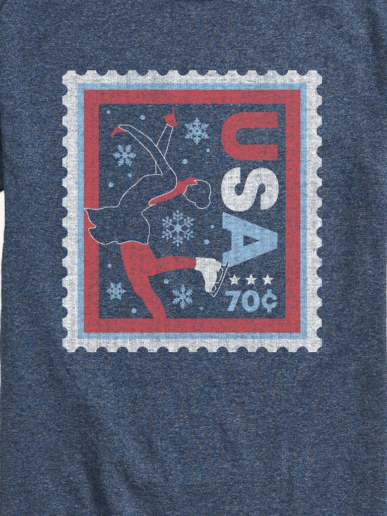 Figure Skater Stamp Short Sleeve Graphic T-Shirt