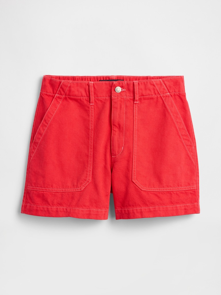 4" Mid Rise Denim Utility Shorts