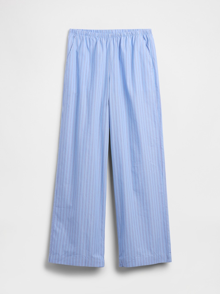 Mid Rise Pull-On Stripe Poplin Pants