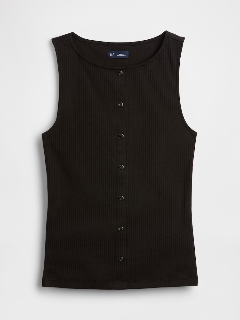 Ribbed Button-Up Top