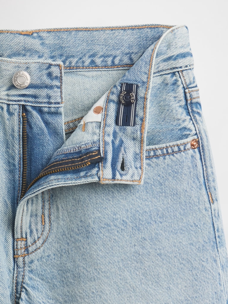 Kids Mid Rise Longline Denim Shorts