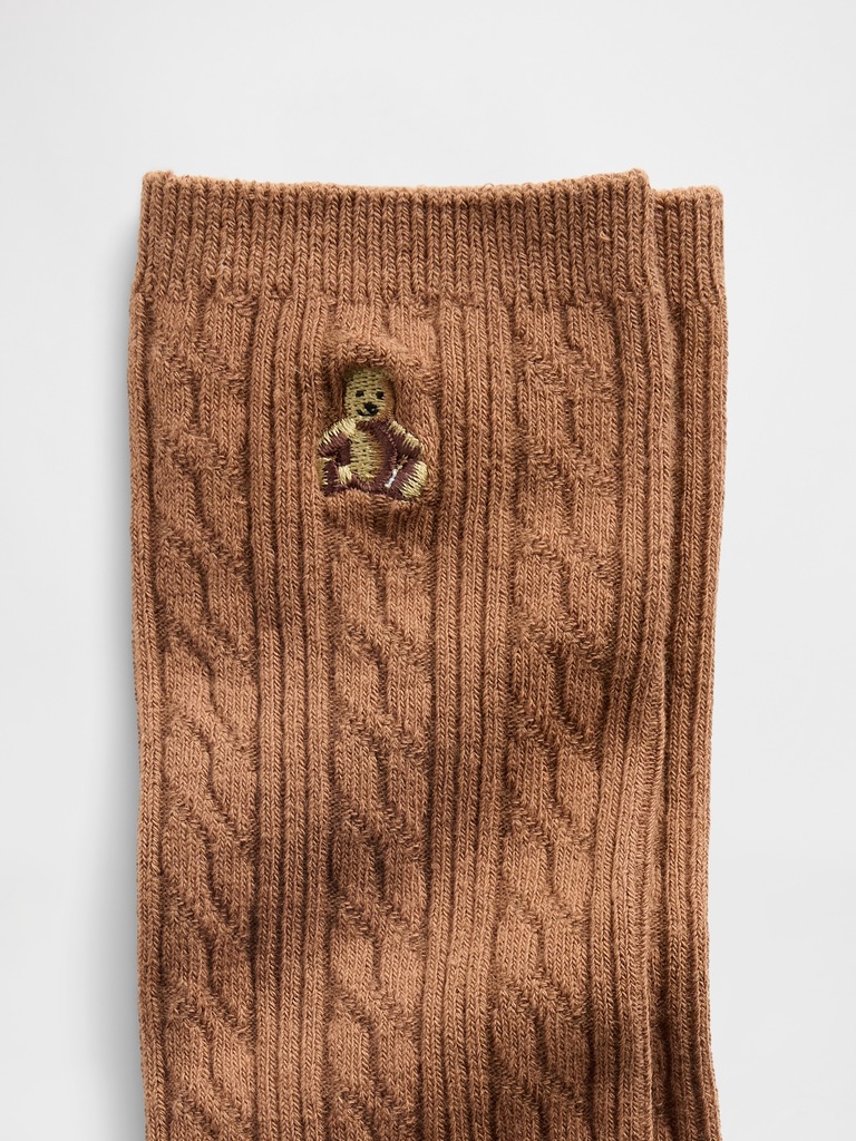 Brannan Bear Cable-Knit Crew Socks