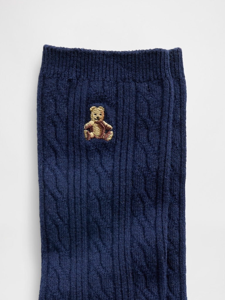 Brannan Bear Cable-Knit Crew Socks