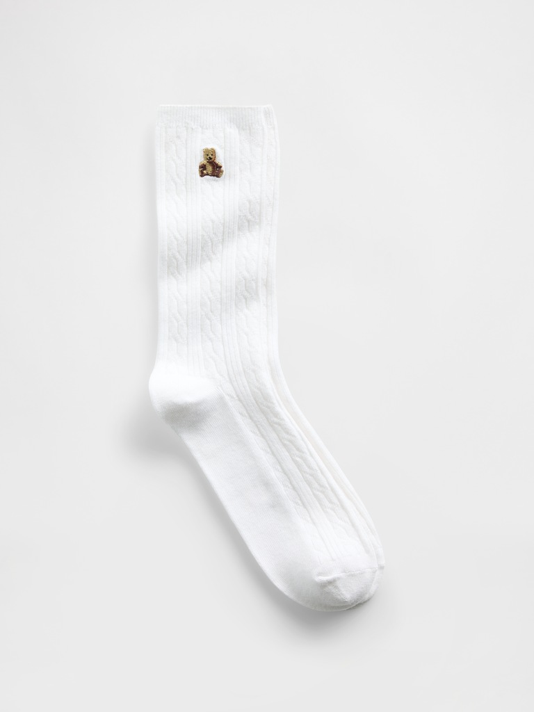 Brannan Bear Cable-Knit Crew Socks