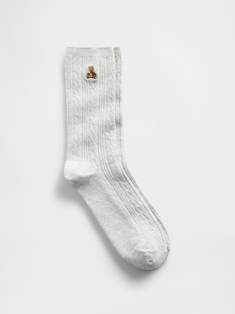 Brannan Bear Cable-Knit Crew Socks