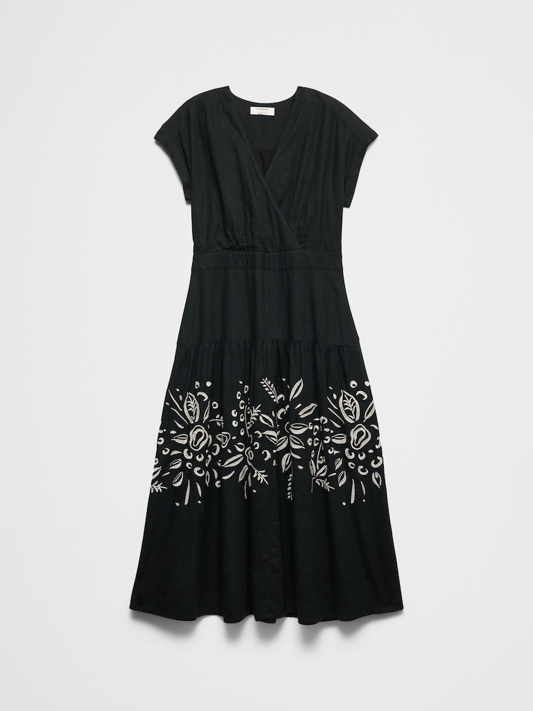 Embroidered Tiered Midi Dress