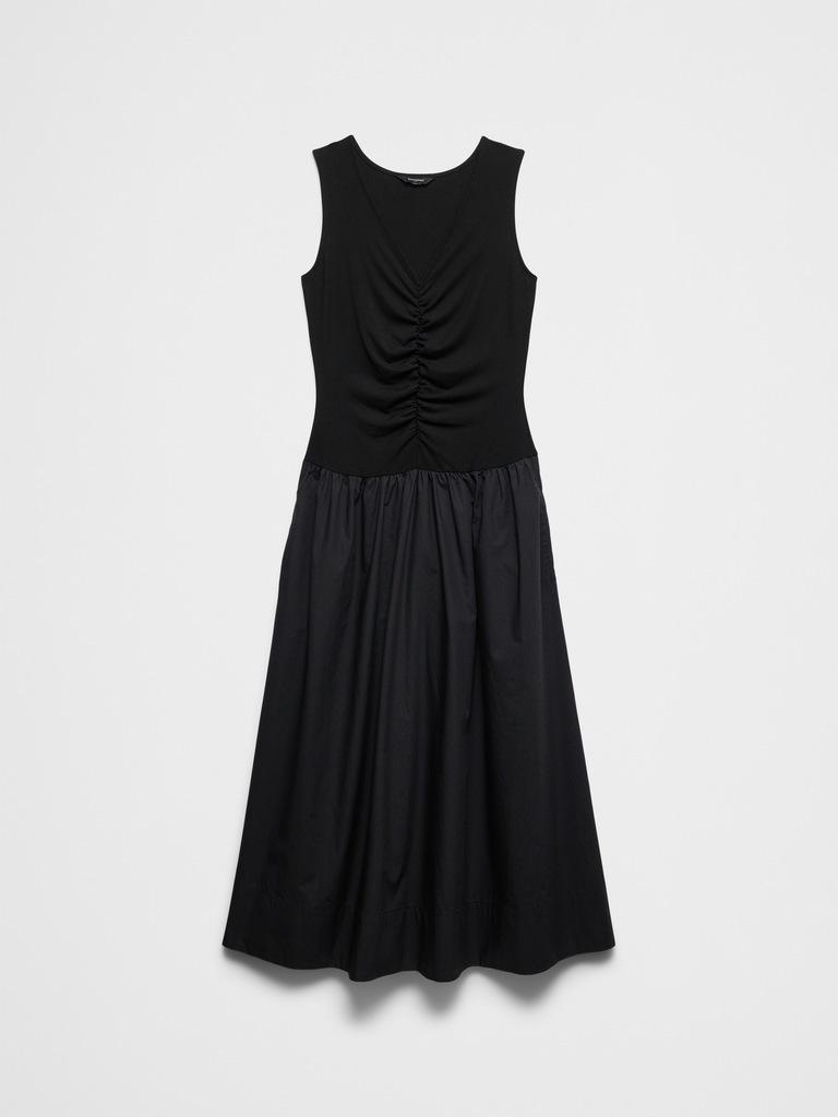 Ruched-Bodice Midi Dress