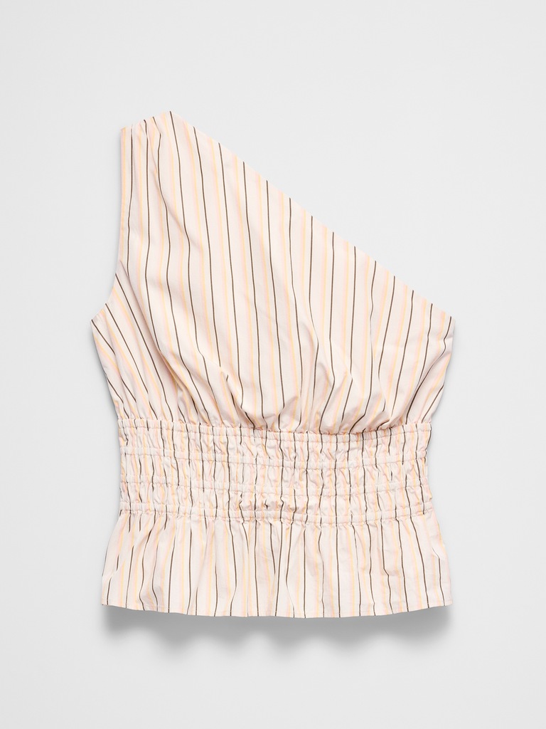 Voile One-Shoulder Smocked Top