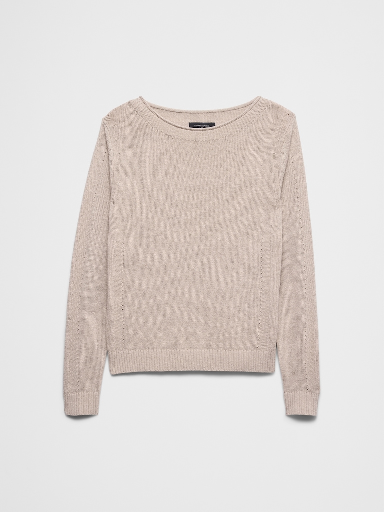 Ramie-Cotton Pointelle Sweater