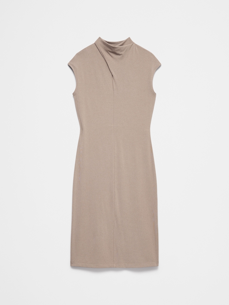 Mock-Neck Midi Dress