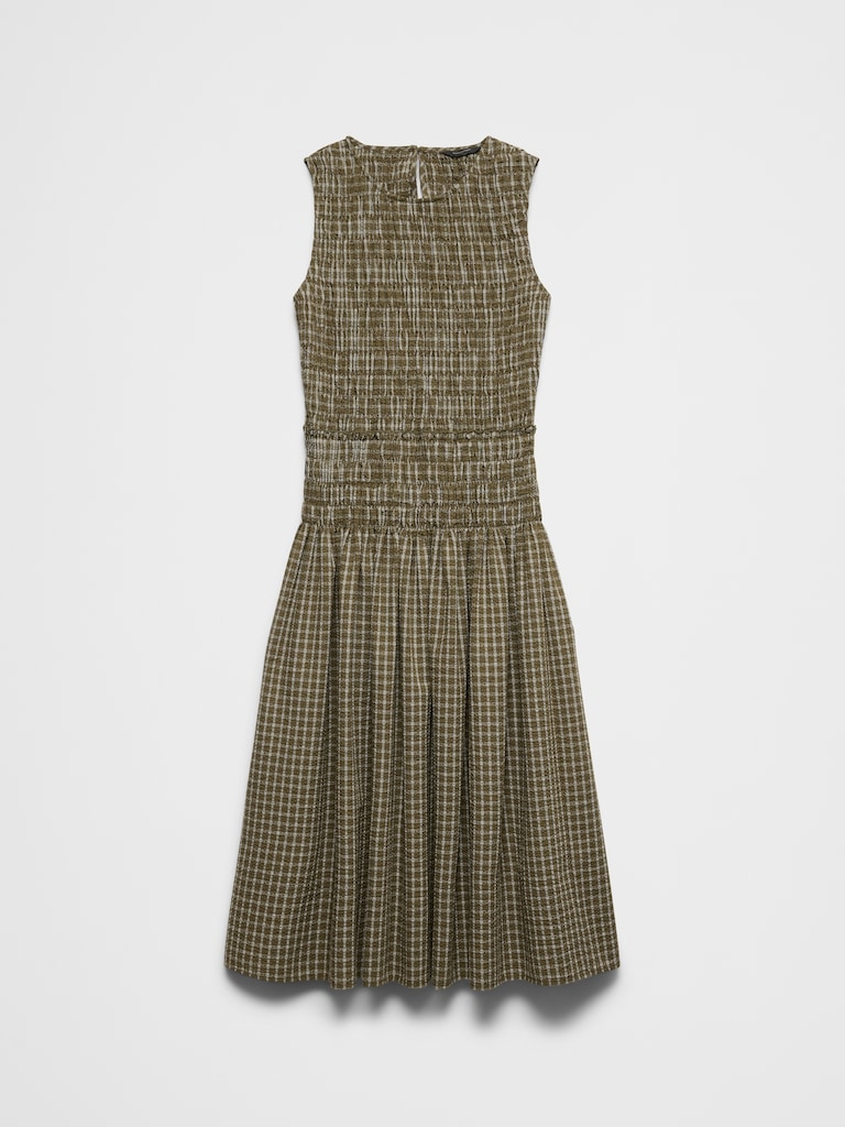 Seersucker Smocked Midi Dress