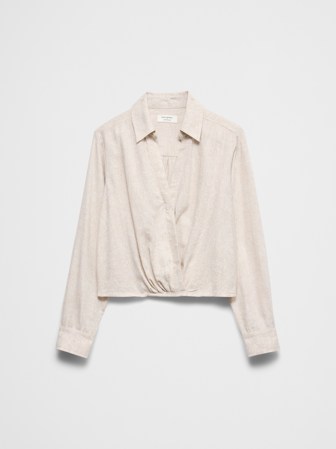 Linen-Blend Surplice Short Top