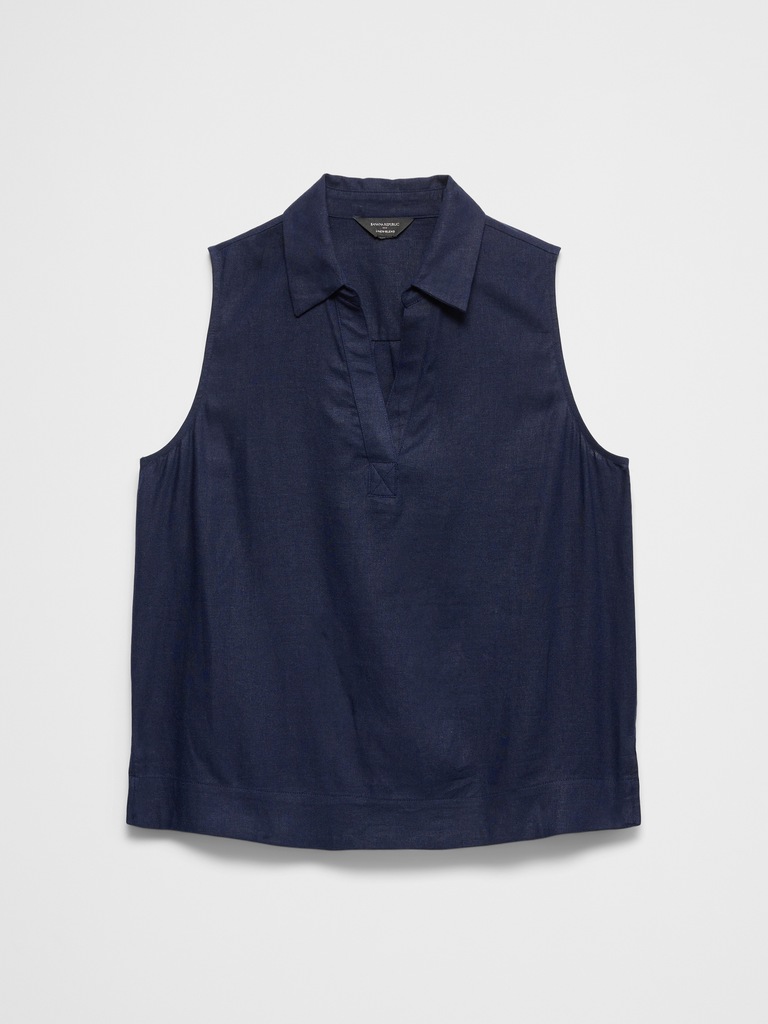 Linen-Blend Popover Top