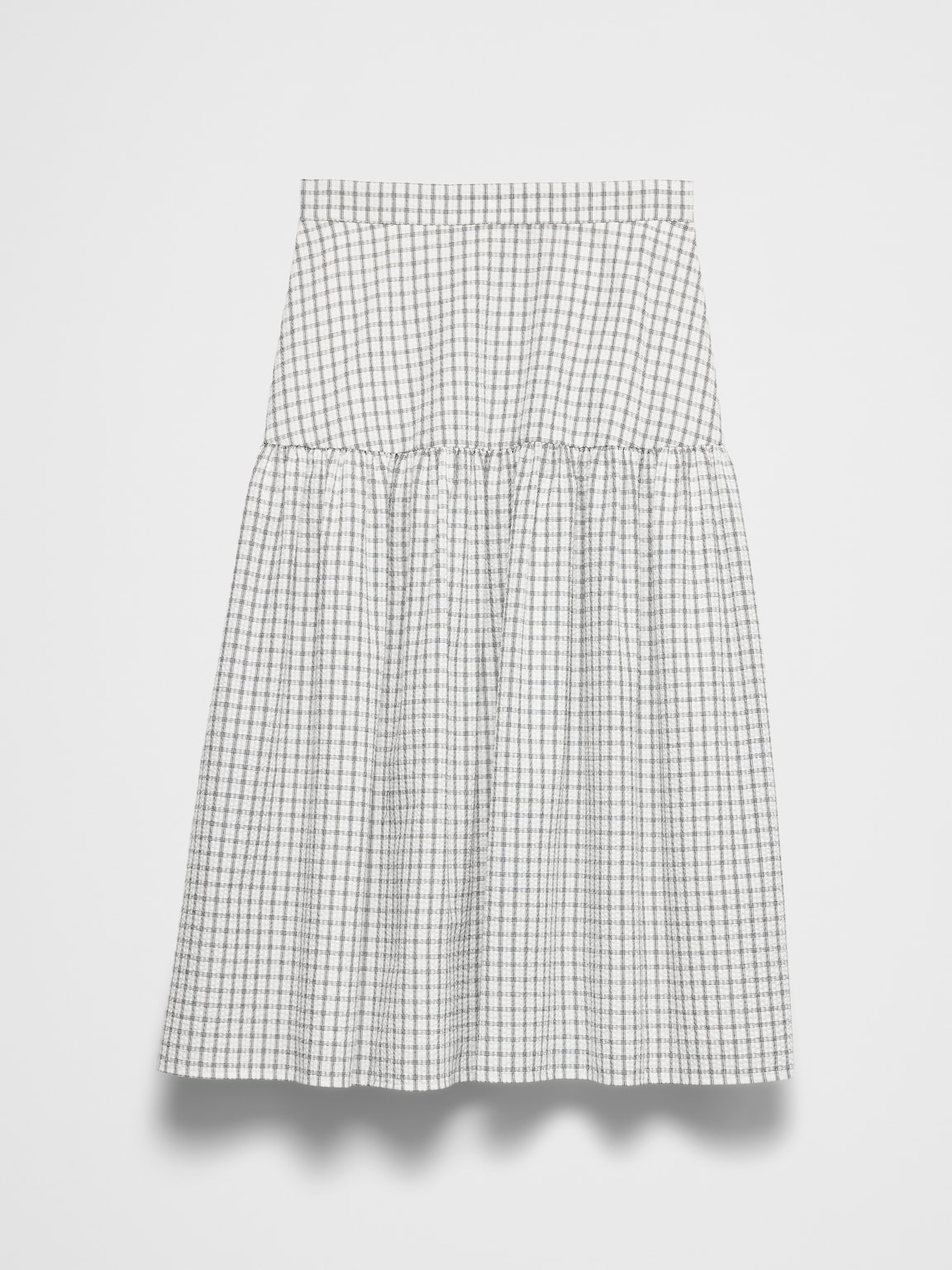 Seersucker Tiered Midi Skirt