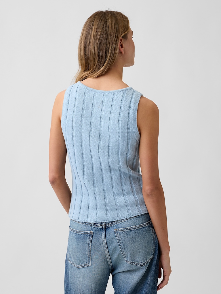 Relaxed Ribbed Boatneck Tank Top