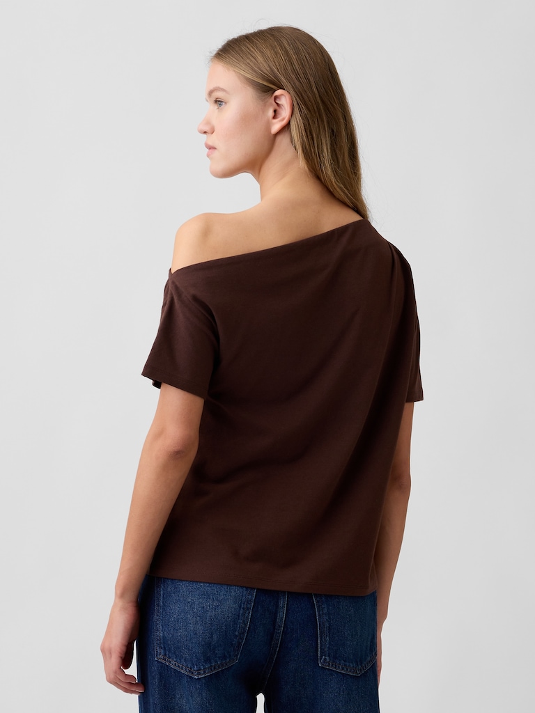 Stretch Jersey One-Shoulder Top