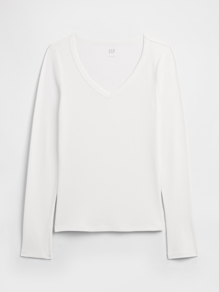 Ribbed V-Neck T-Shirt