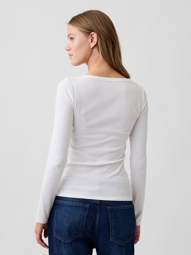 Ribbed V-Neck T-Shirt