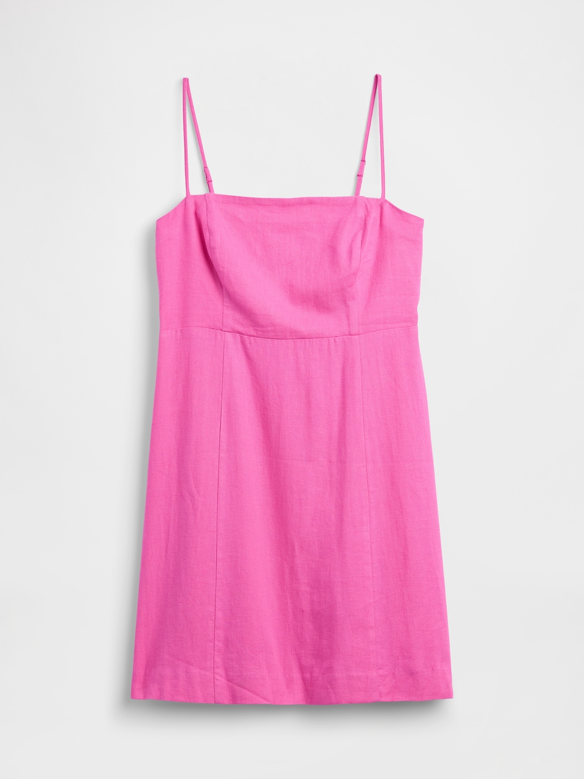 Linen-Blend Squareneck Mini Dress