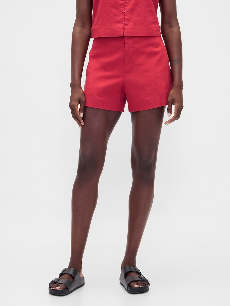 4" Mid Rise Linen-Blend Shorts