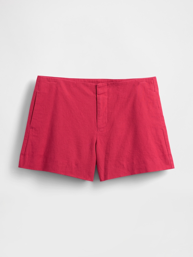 4" Mid Rise Linen-Blend Shorts