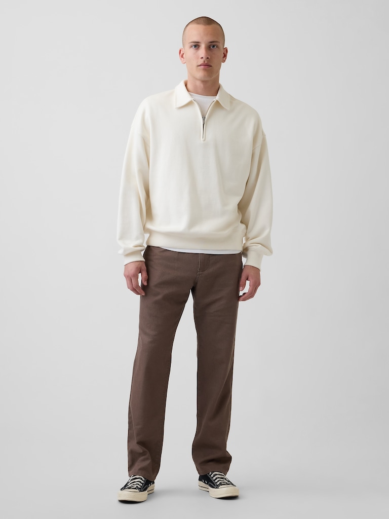 Linen-Cotton Relaxed Straight Pants