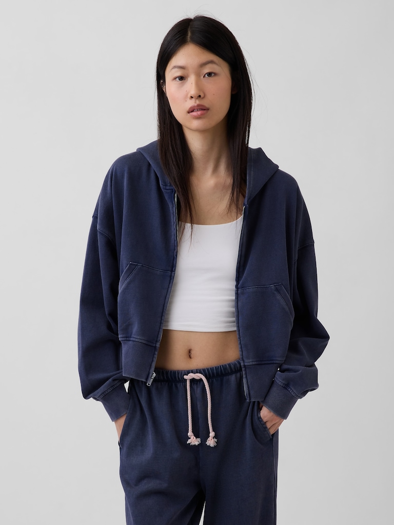 Veste à capuchon en jersey bouclette VintageDoux