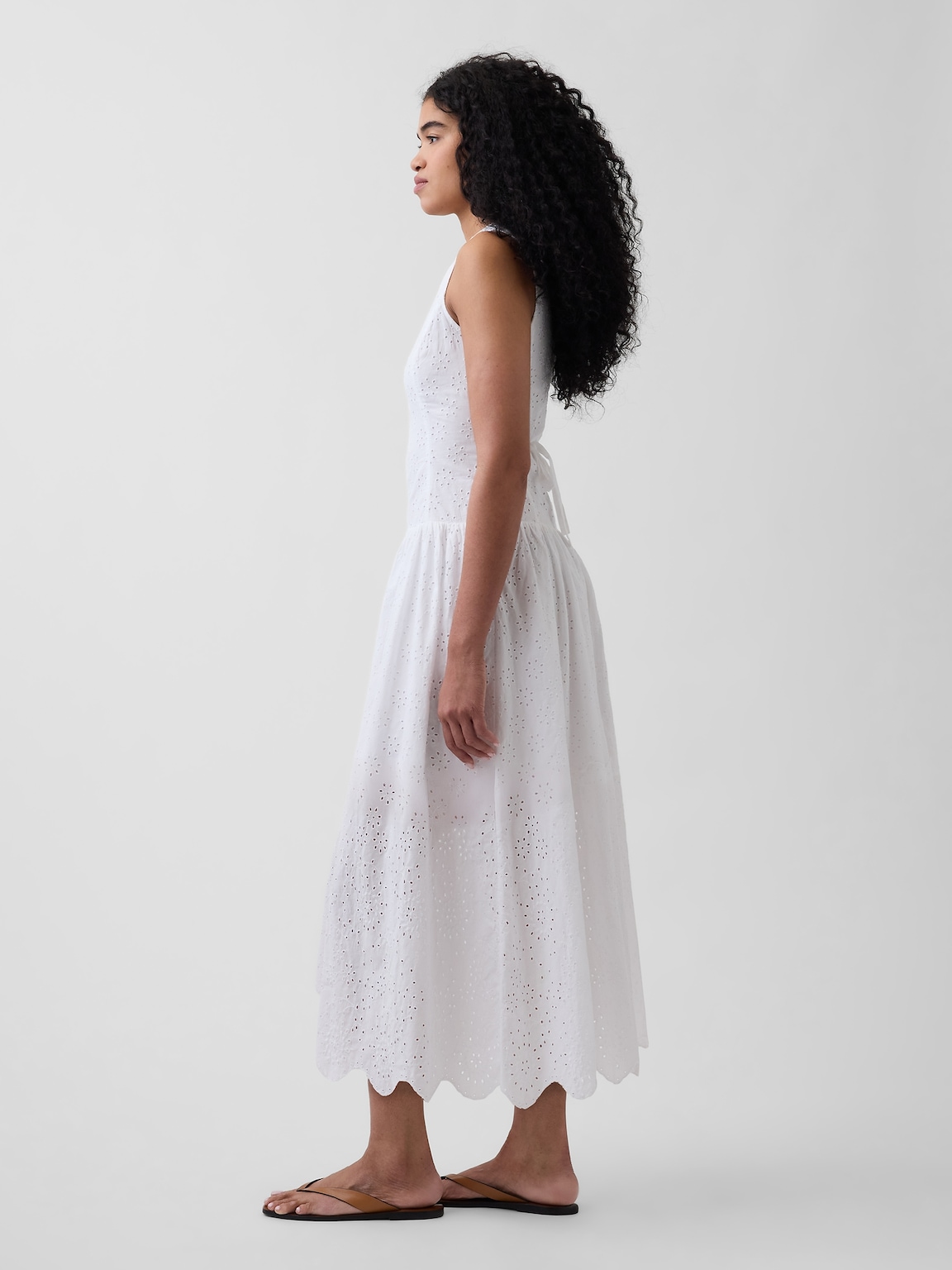 Eyelet Drop-Waist Maxi Dress