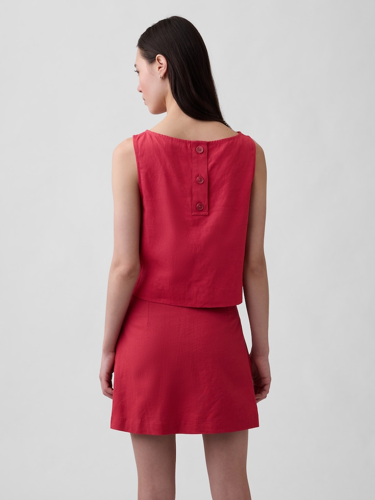 Camisole courte en mélange de lin