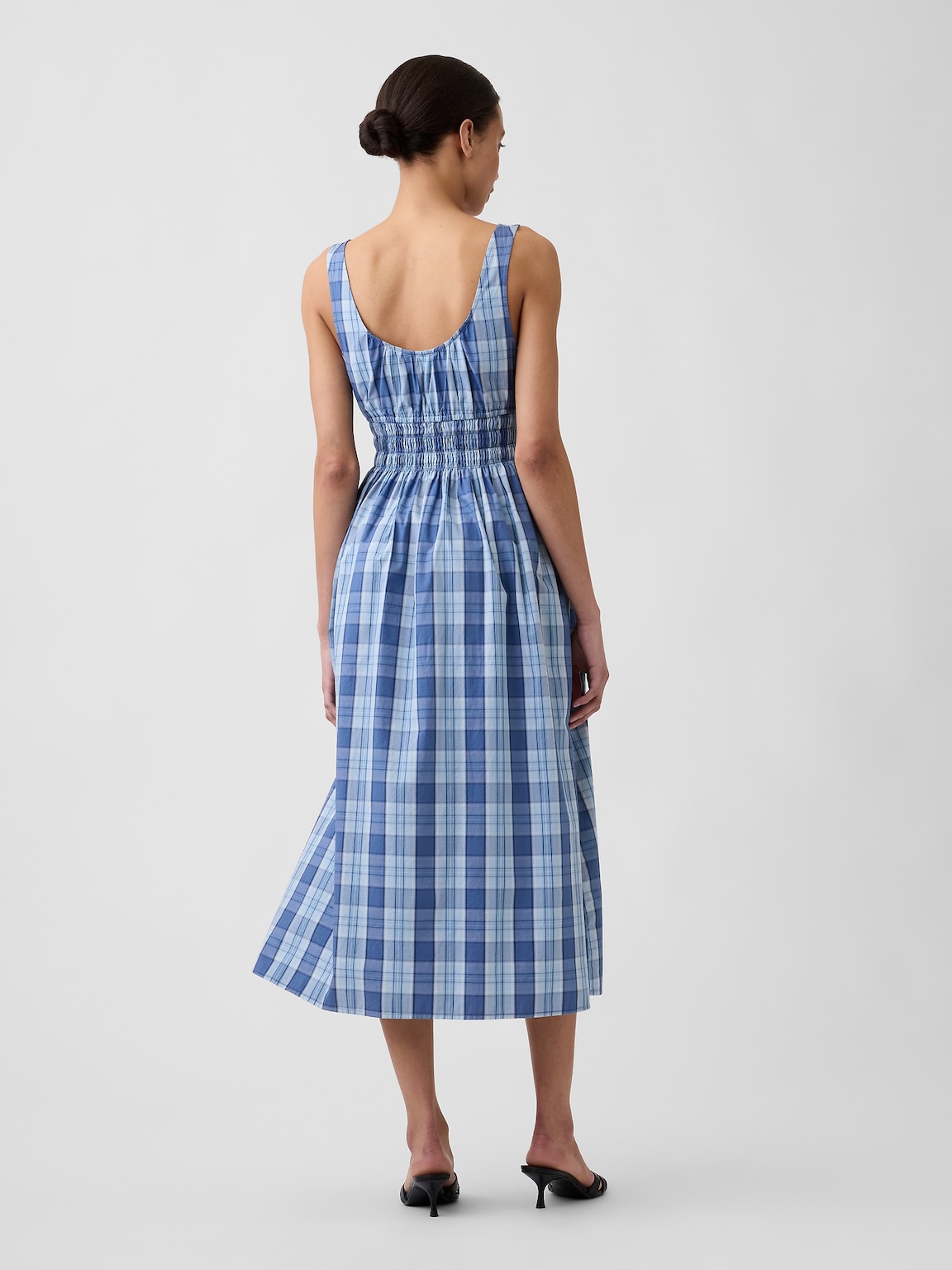 Smocked Tie-Front Midi Dress