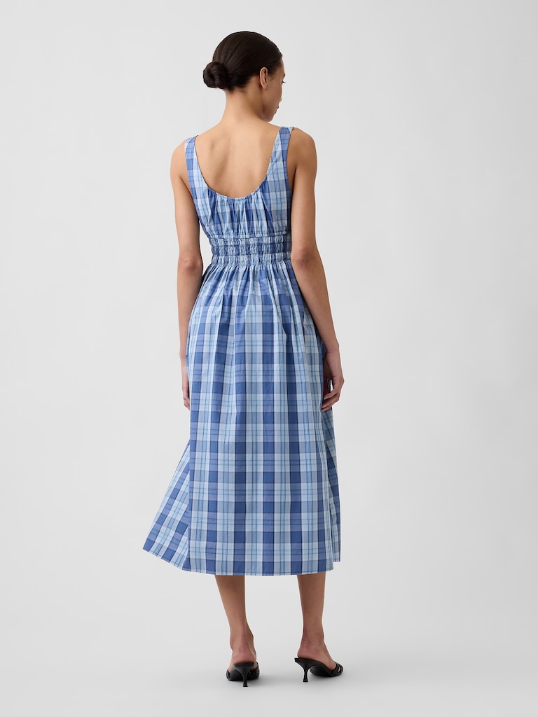 Smocked Tie-Front Midi Dress