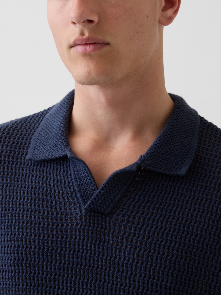 Mesh Polo Sweater