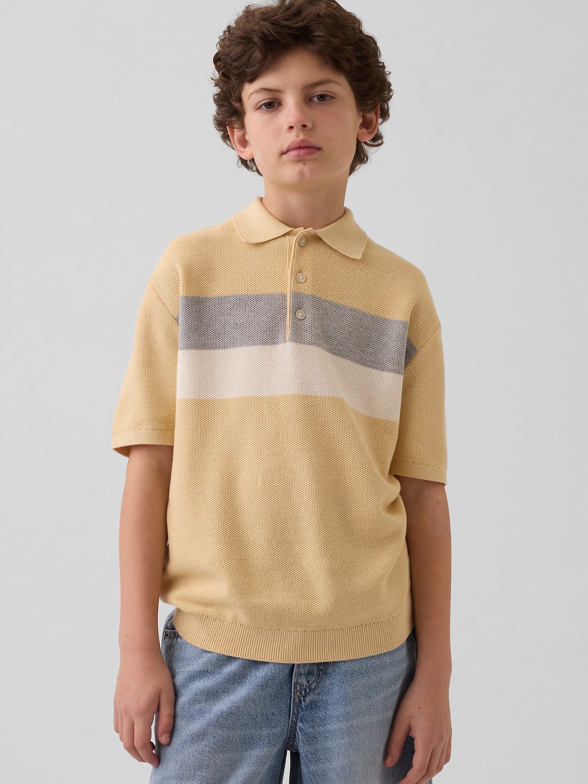 Kids Relaxed Stripe Polo Sweater Shirt