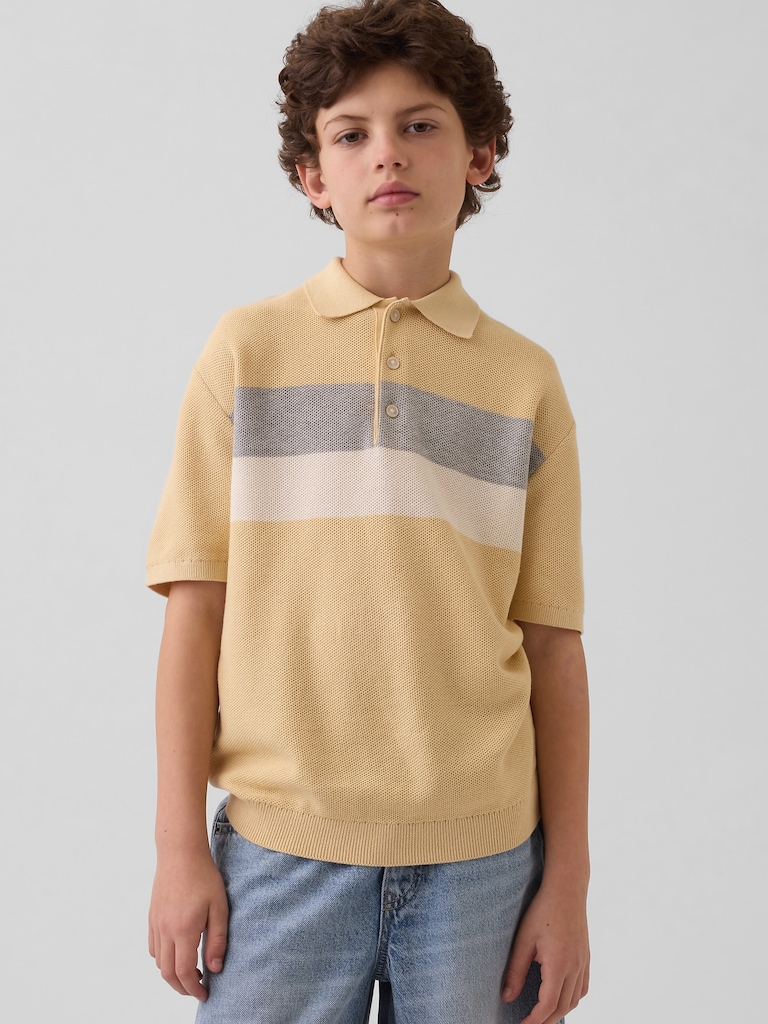 Kids Relaxed Stripe Polo Sweater Shirt