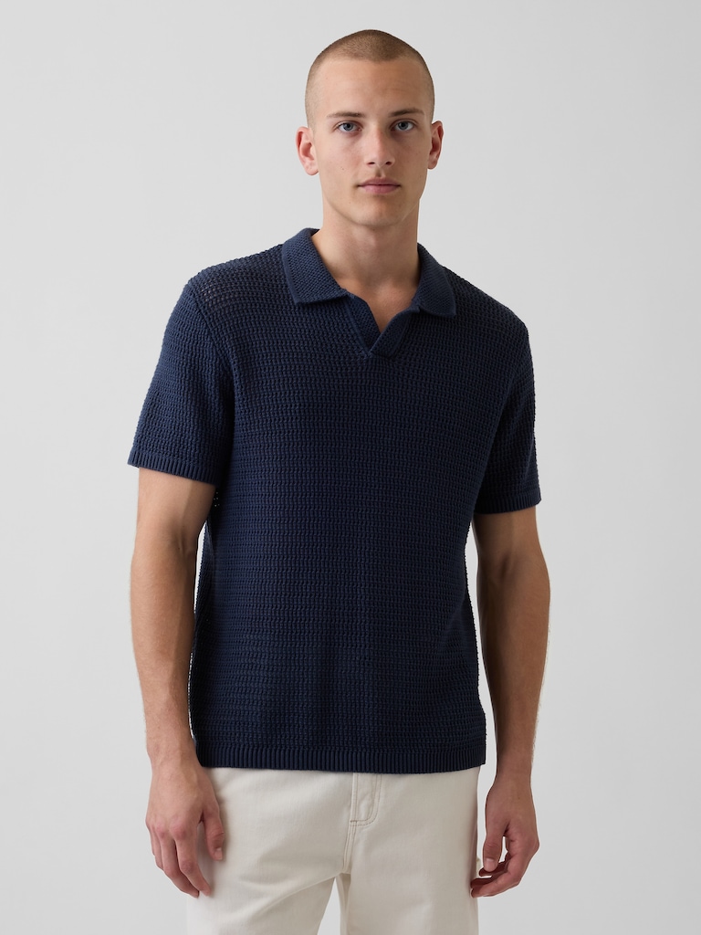 Mesh Polo Sweater