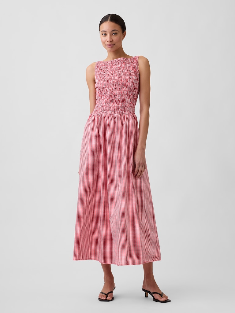 Smocked Boatneck Maxi Dress