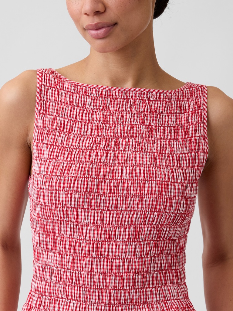 Smocked Boatneck Maxi Dress