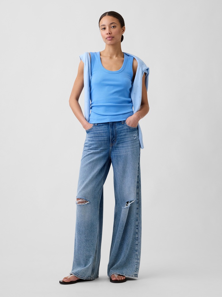 Ribbed Scoopneck Tank Top