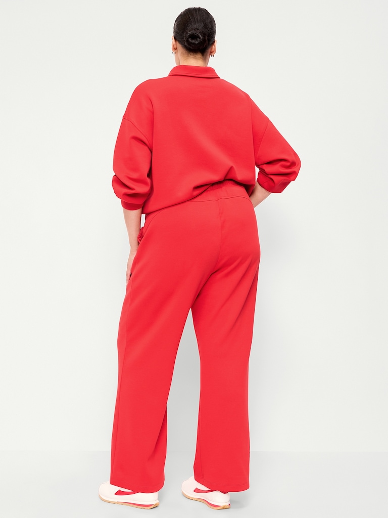 High-Waisted Dynamic Fleece Textured Wide-Leg Sweatpants