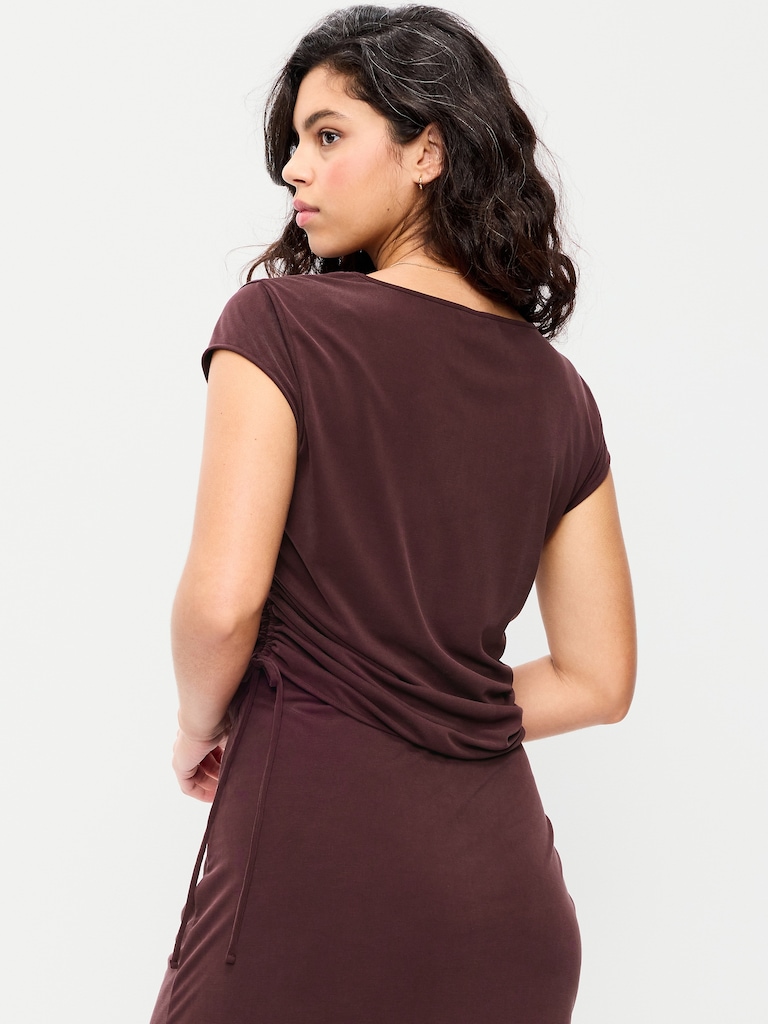 Cap-Sleeve Shirred Side Top