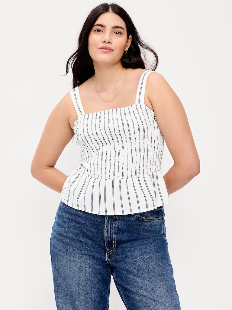 Smocked Peplum Tank Top