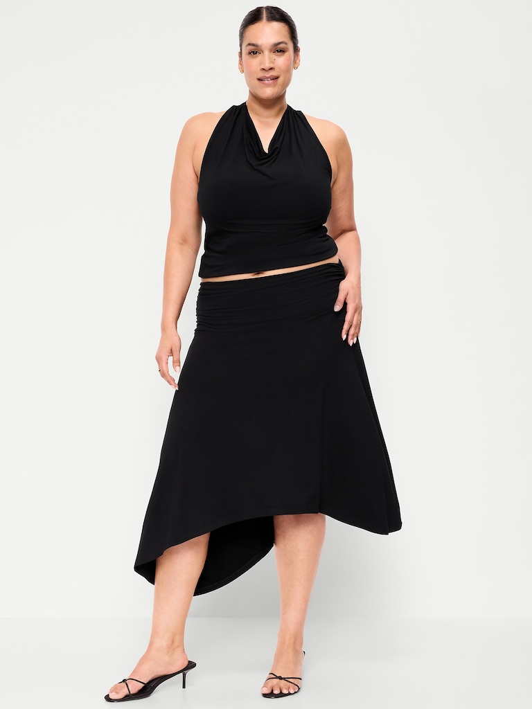 Asymmetrical Draped Midi Skirt